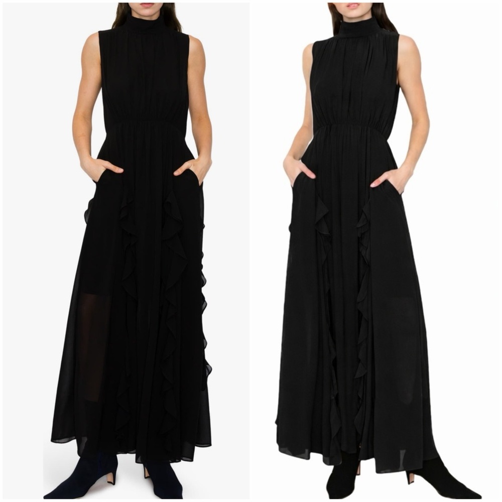 MELLODAY Mock Neck Ruffle Maxi Dress